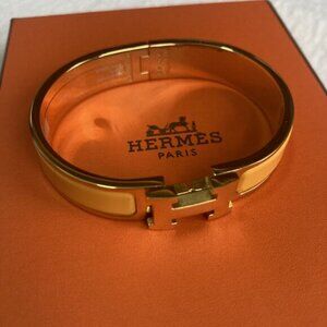 NEW Hermes clic clac H bracelet Yellowish brown Gold Small PM
